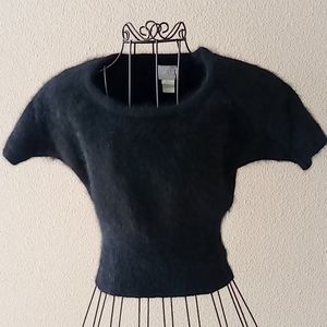 Short sleeve 70% angora 30% nylon dry clean only sweater